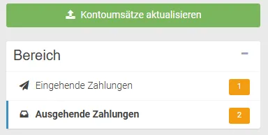 Offene Kontobewegungen in der Ansicht Zahlungen zuordnen